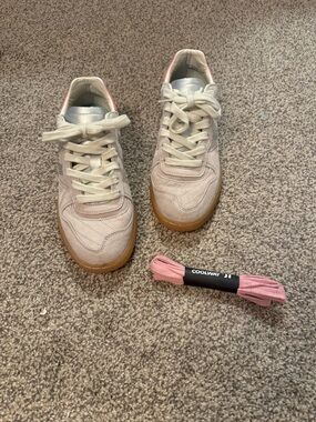 Coolway Women's Pale Pink Suede Sneakers with Gum Sole